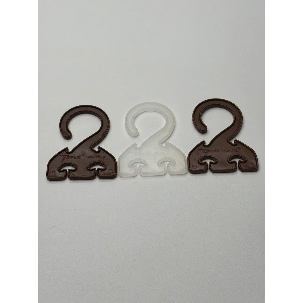 Vintage Tupperware Hang-It-All Hooks Set of 3 Brown Clear 315 Closet Organizer